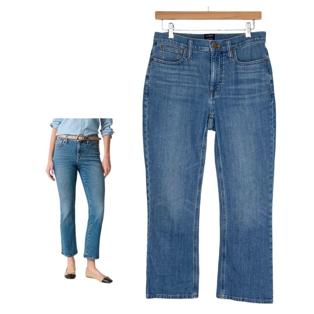 J Crew Mid-rise Flare Crop Jean In All-Day Stretch Size 27